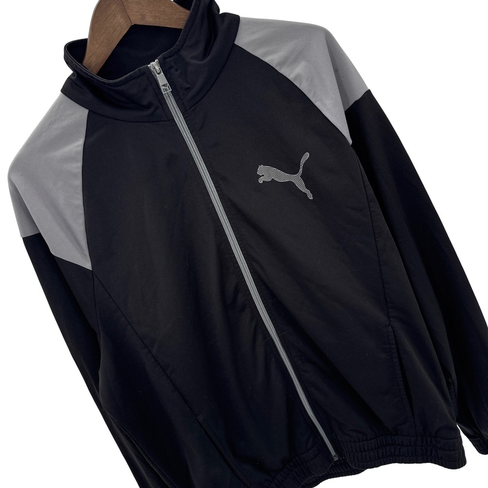 Puma Sportlifestyle Mens Track‎ Jacket L Black Gray Full Zip Mock Neck
